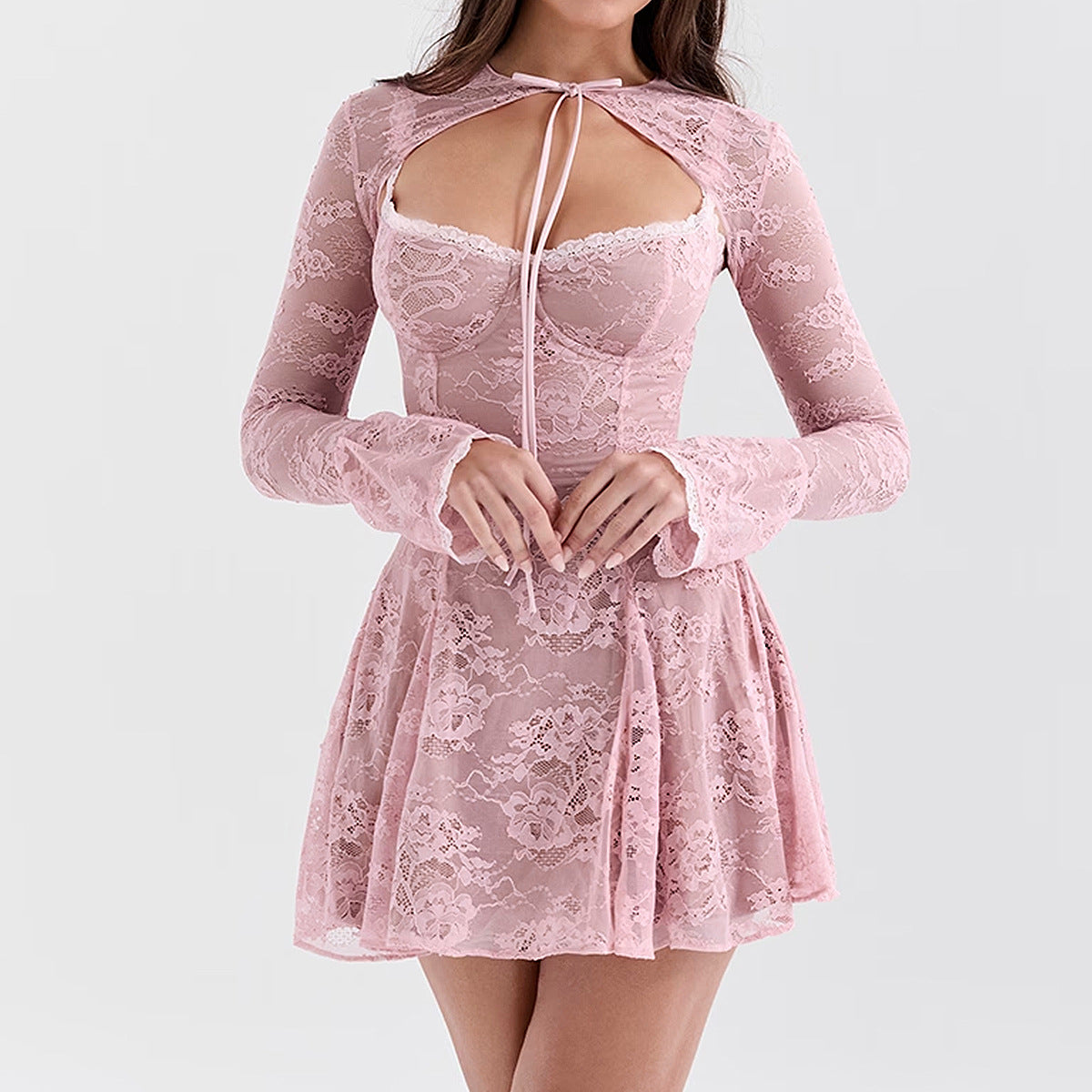 Pink Lace Mini Dress