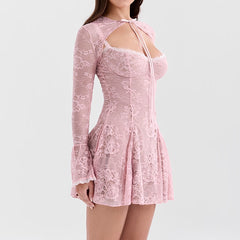 Pink Lace Mini Dress