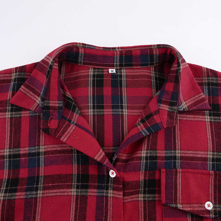 Retro Plaid Loose Long Sleeved Shirt