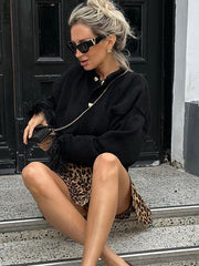 Leopard A-Line Mini Lace-Up Skirt