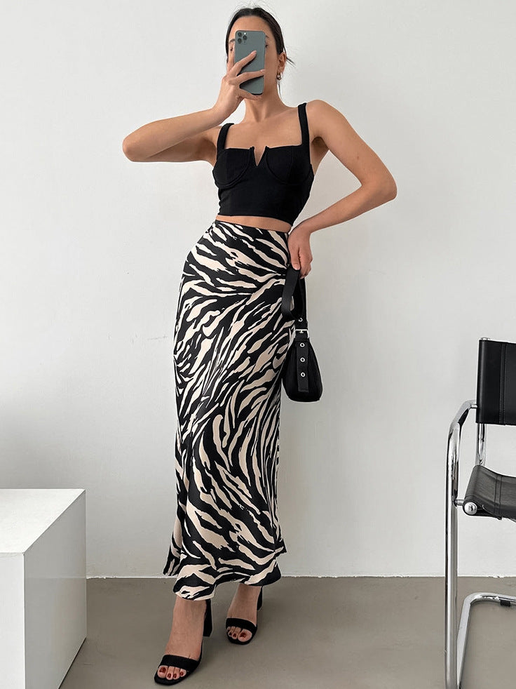 Zebra Print Midi Skirt
