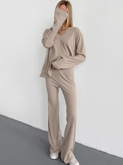 V-neck Top+ Comfortable Trousers Set