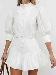 Half Sleeves Blouses + SkirtsTwo Pieces Set