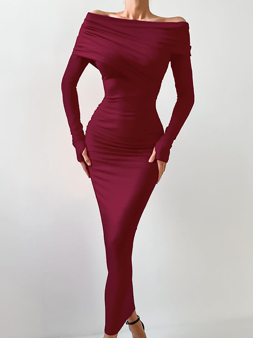 Ruched Irregular Off Shoulder Wrapped Dresses
