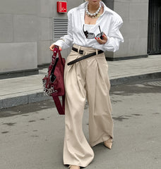 Pleated Draped Baggy Pants Without Belt