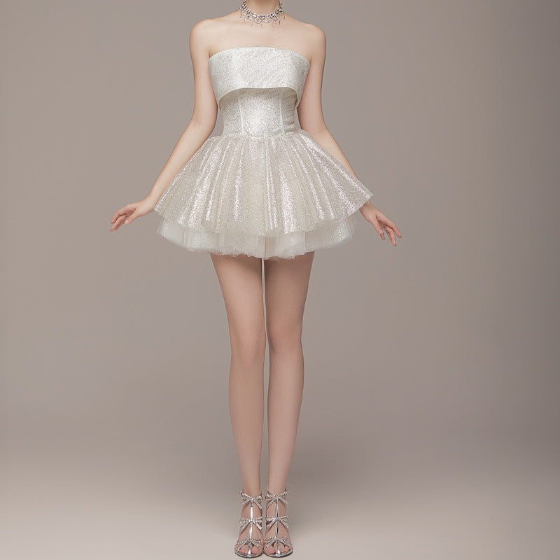 One-Shoulder Tube Top TuTu Dress