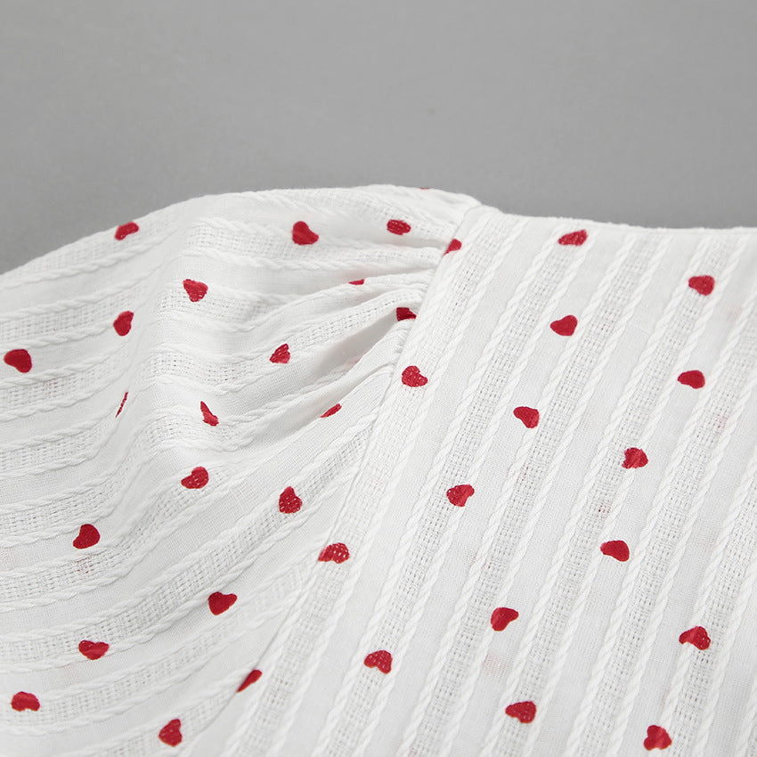 Heart Print White Dress