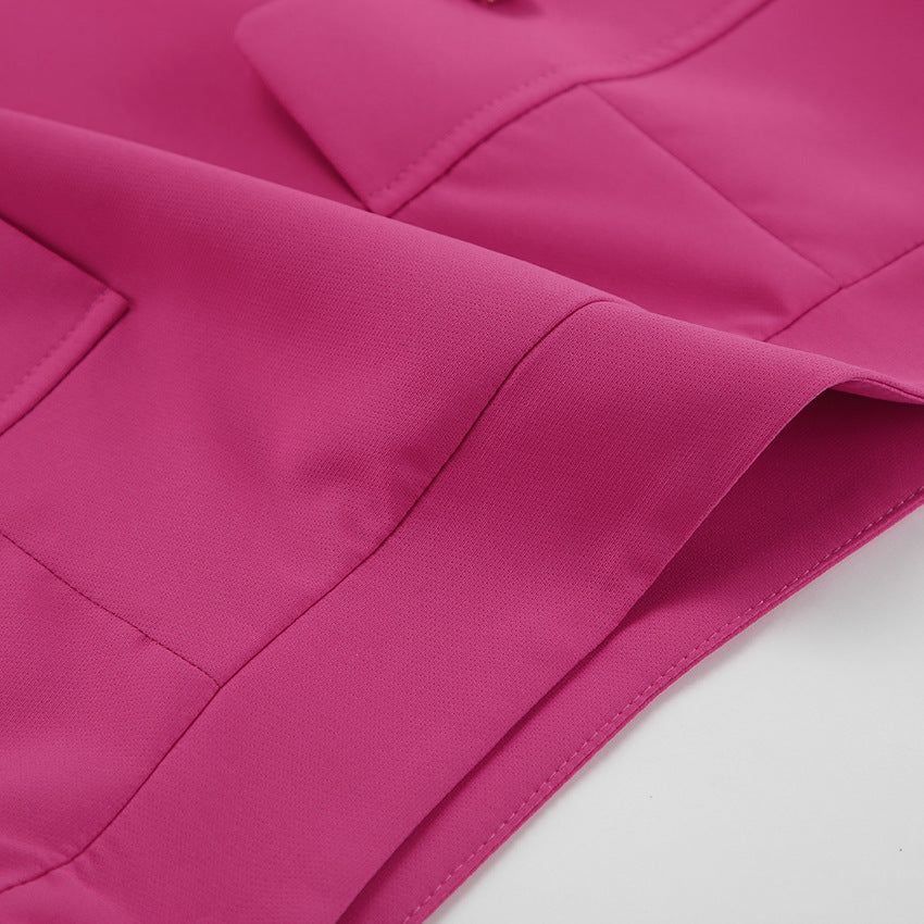 Pink High Waist Flap Detail Straight Skirt