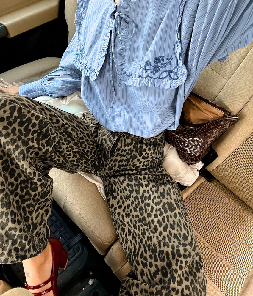 Straight Leopard Pants