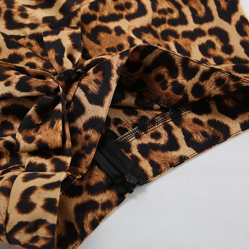 Leopard A-Line Mini Lace-Up Skirt