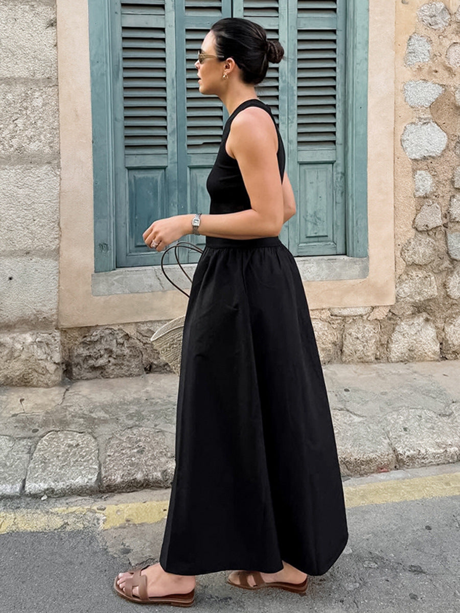 Classic Elegance Black Sleeveless Maxi Dress