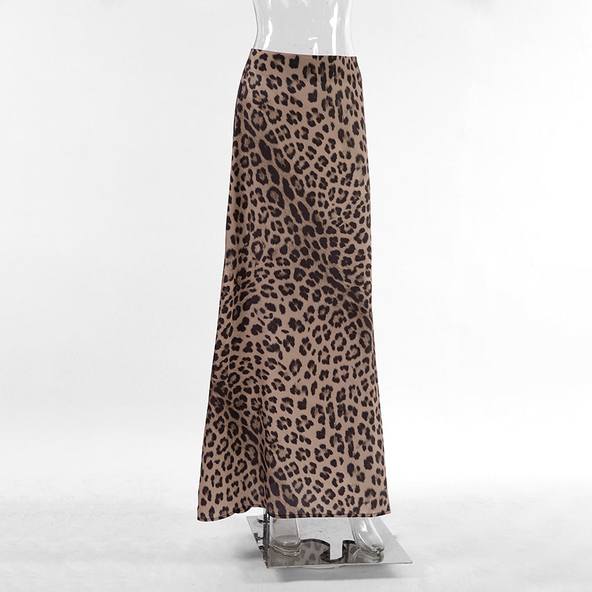 Mermaid Leopard Print Maxi Skirt