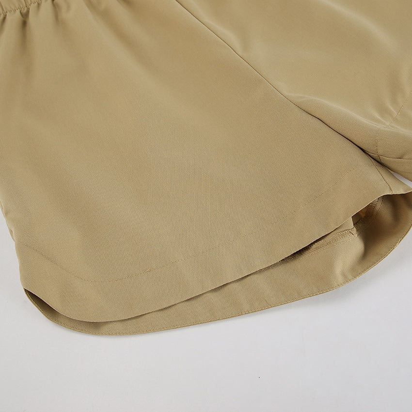 Off-Shoulder Shirred Shorts Set
