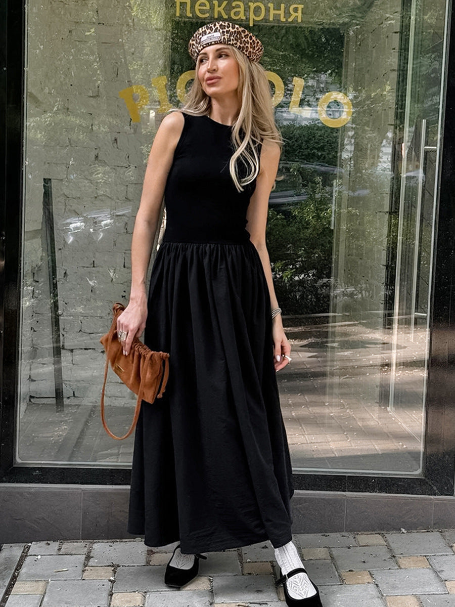 Classic Elegance Black Sleeveless Maxi Dress