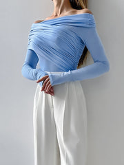 Solid Ruched Off-Shoulder Top