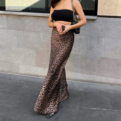 Mermaid Leopard Print Maxi Skirt