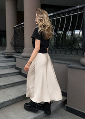 Solid Color Satin Long Skirts