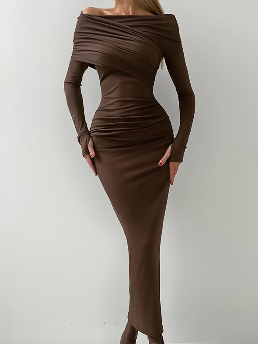 Ruched Irregular Off Shoulder Wrapped Dresses