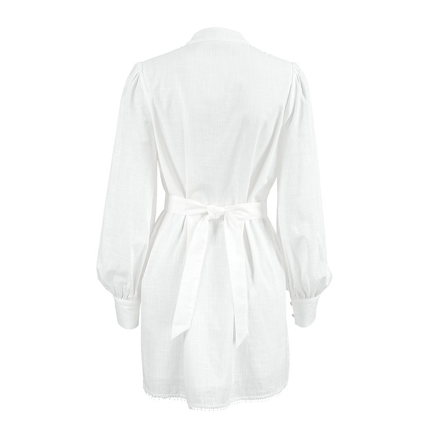 Tie-Tie Ruffle Long Sleeve Dress