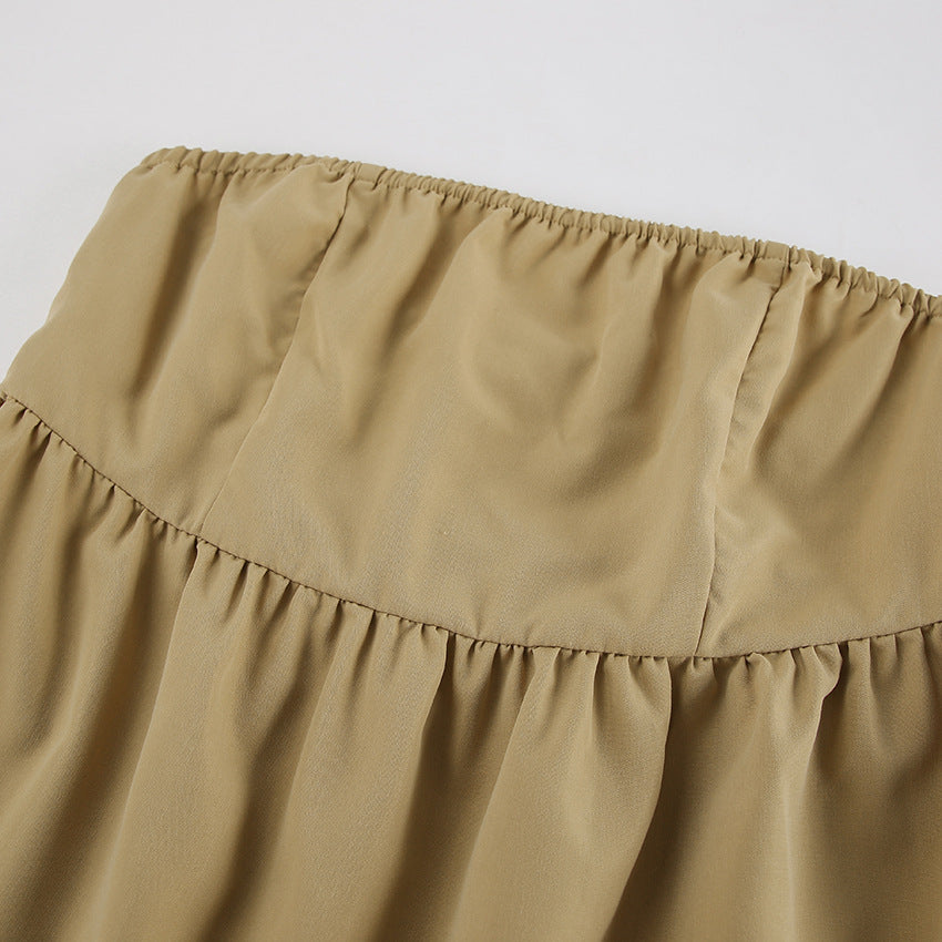 Off-Shoulder Shirred Shorts Set