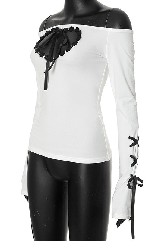 Off Shoulder Heart Design Y2K Top