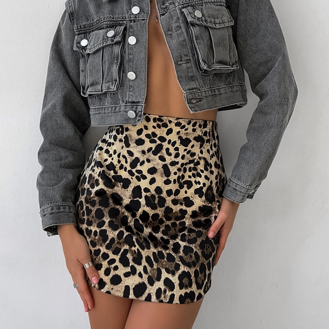 Leopard Print Hip Skirt Fashion High Waist Skirt