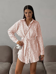 Lace-Up Floral Long-Sleeved Shirt