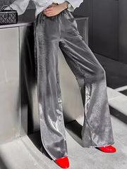 Elastic Waist Wide Leg Loose Satin Lounge Pants