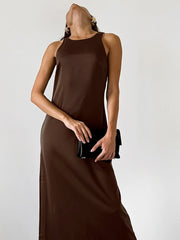 Sleeveless Satin Maxi Dress