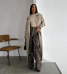 Loose Low Waist Leopard Print Trousers