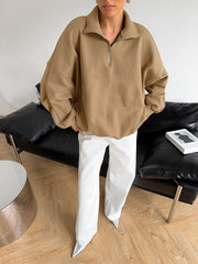 Lapel Zipper Pullover Sweatshirt