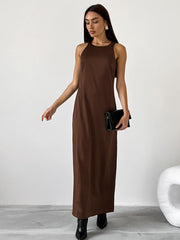 Sleeveless Satin Maxi Dress