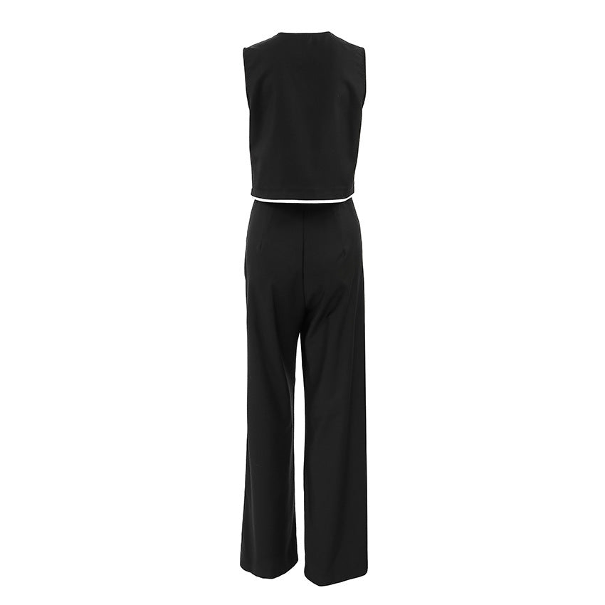 V Neck Sleeveless Tops and Long Trousers Set