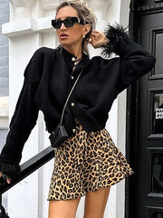 Leopard A-Line Mini Lace-Up Skirt