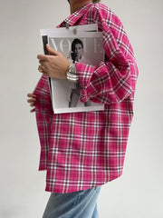 Plaid Collared Long Sleeved Shirt