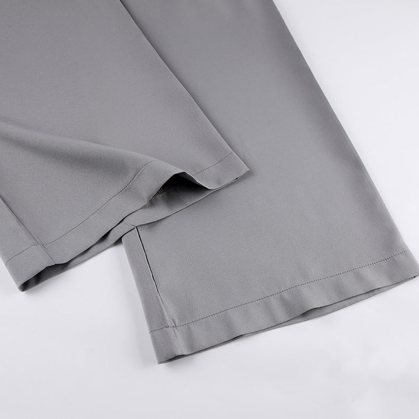 Front Pleated Grey Pants