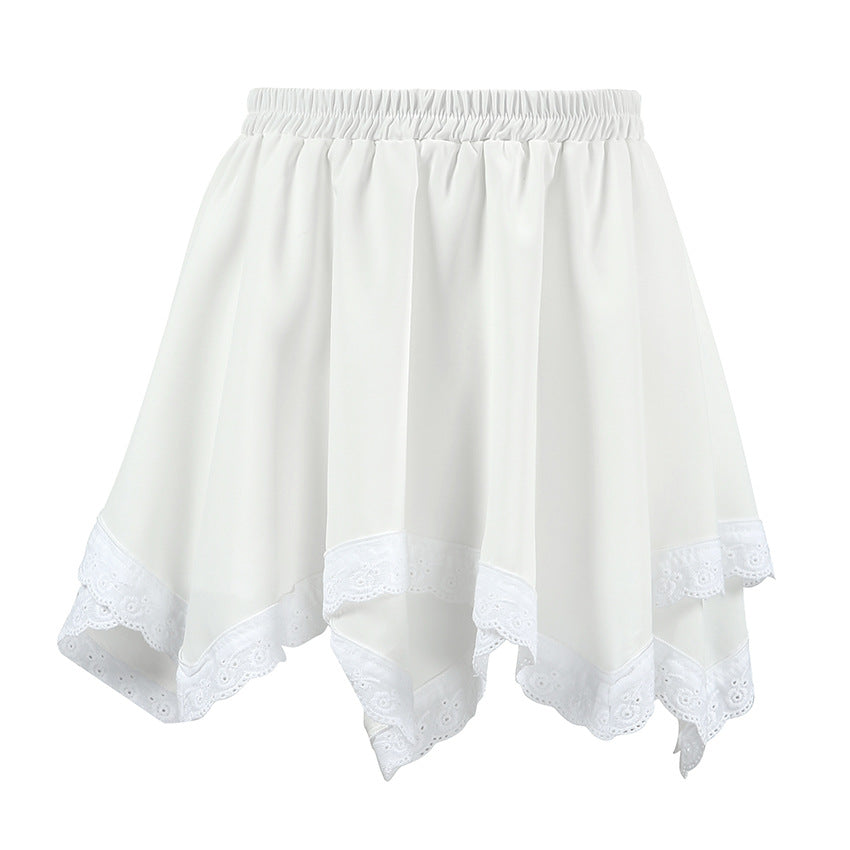 White Chiffon Lace Skirt