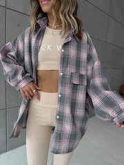 Button Long Sleeve Plaid Shirt