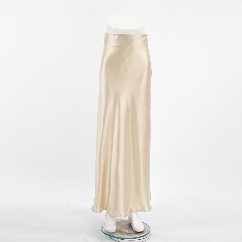 Solid Color Satin Long Skirts