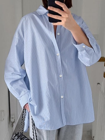 Blue Striped Long Sleeve Shirt