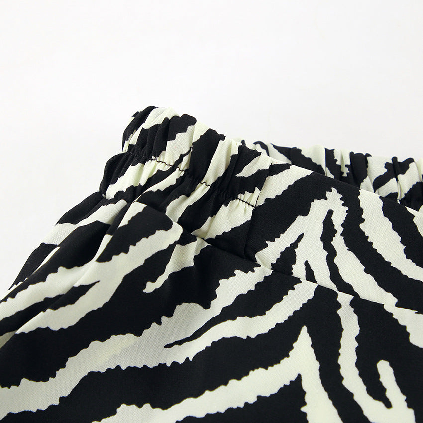 Zebra Print Wide Leg Pants