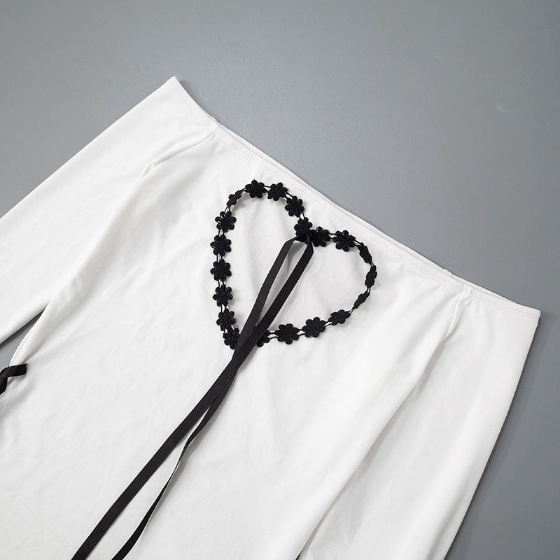 Off Shoulder Heart Design Y2K Top
