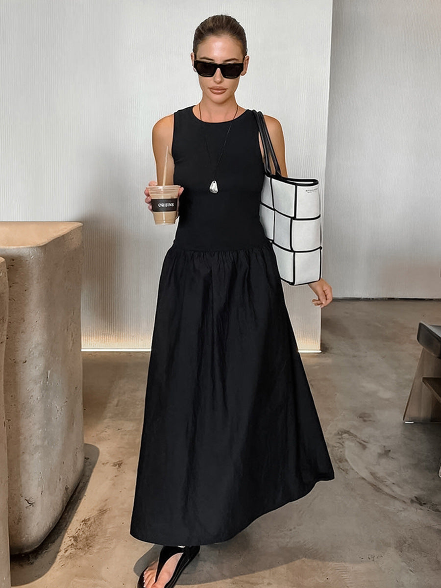 Classic Elegance Black Sleeveless Maxi Dress