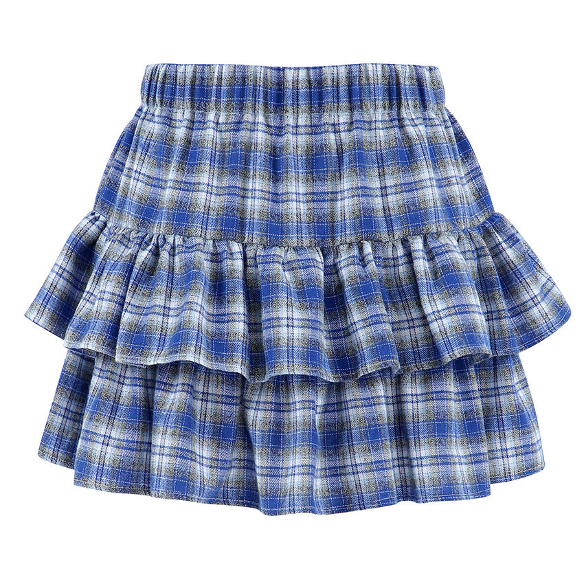 Cotton Blue Plaid Skirt