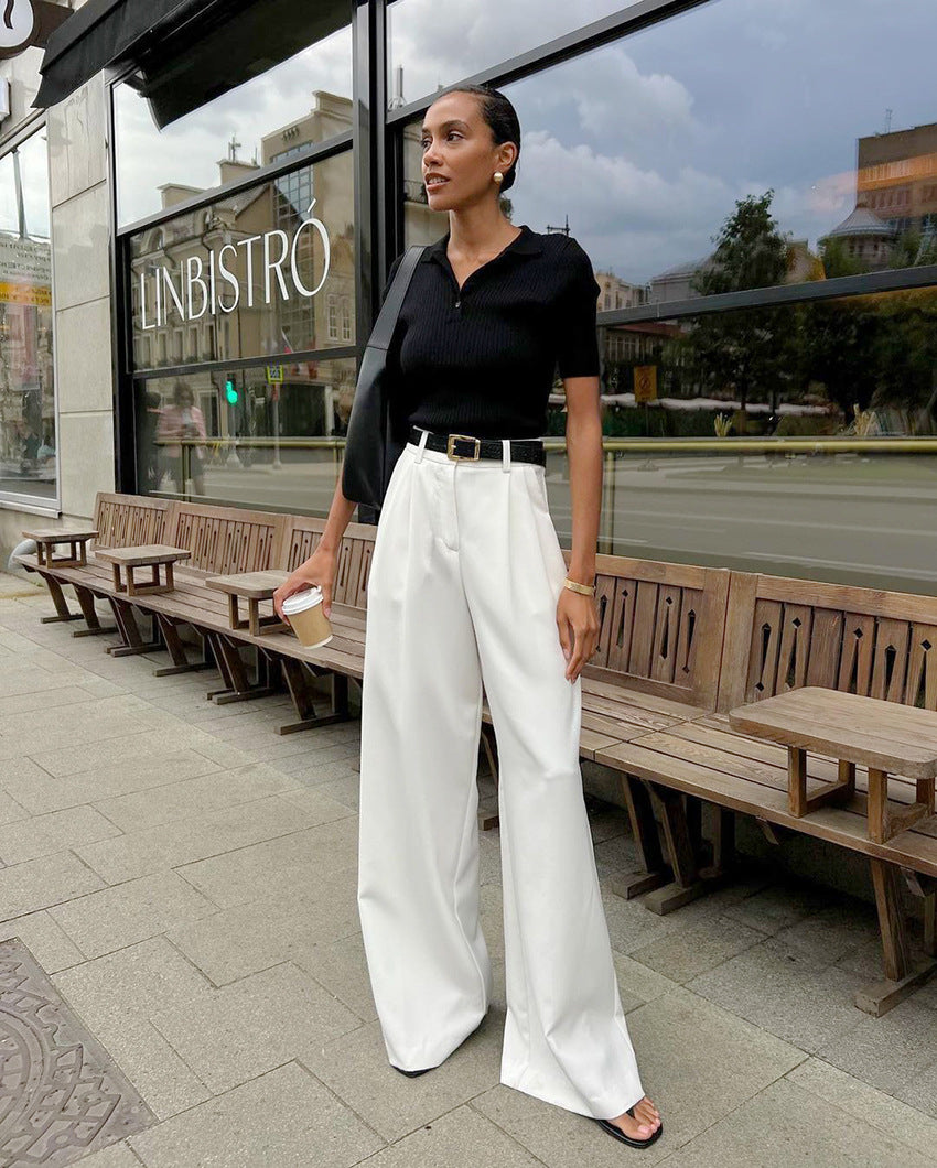 White High Waist Trousers