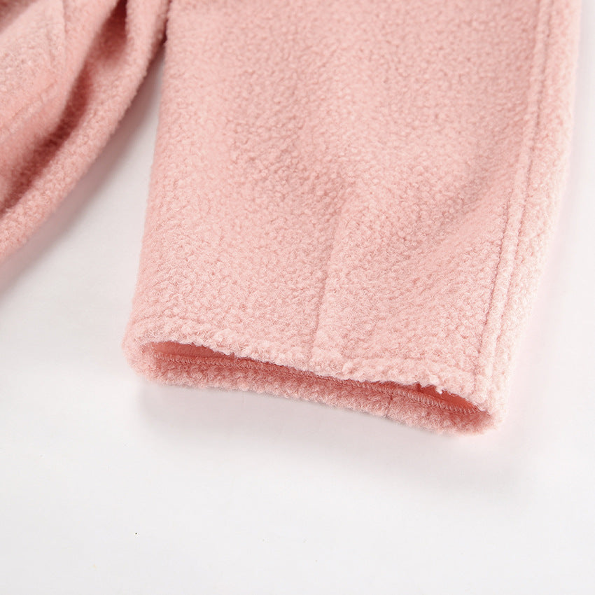 Woolen Pink Pockets Coat