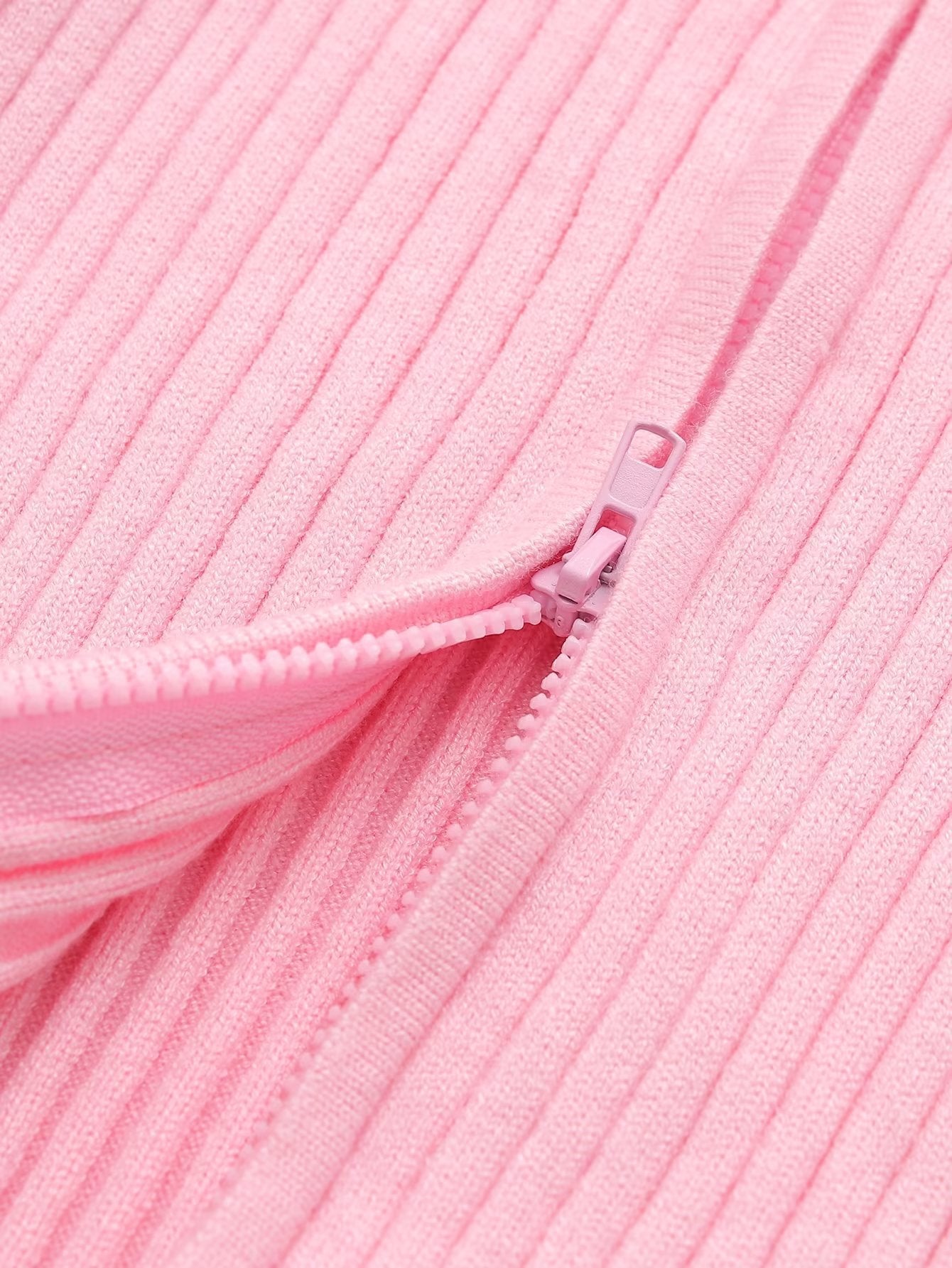 Christmas Sweet Pink Plush Zipper Cardigan