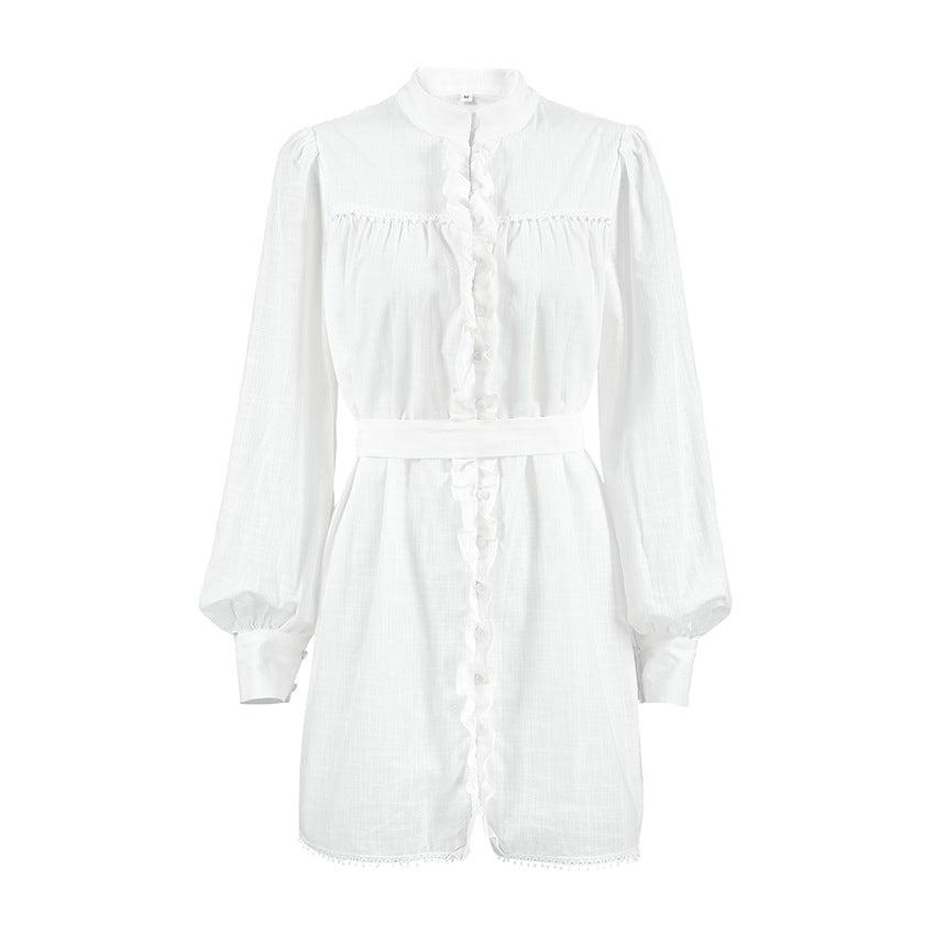 Tie-Tie Ruffle Long Sleeve Dress