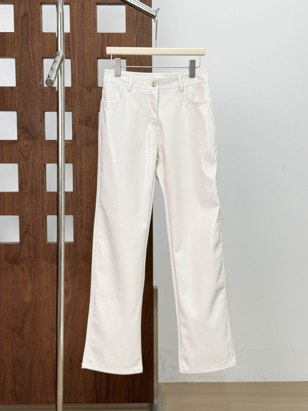 Cut Out PU Two-Piece Suit In White