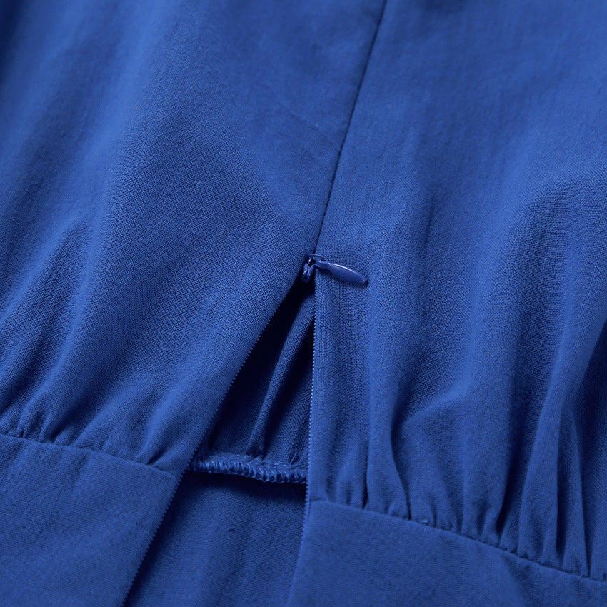 Blue V-Neck Maxi Dress
